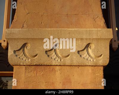 Decorative details on plaster covered column abstract Stock Photo