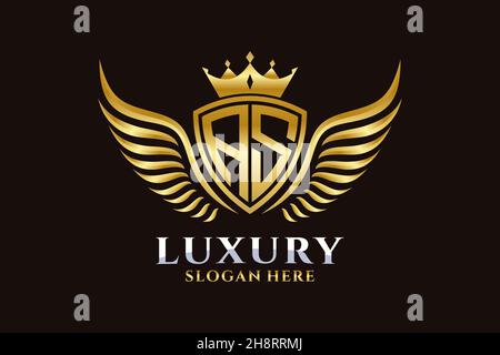 Luxury royal wing Letter AS crest Gold color Logo vector, Victory logo, crest logo, wing logo, vector logo . Stock Vector