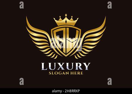 Luxury royal wing Letter AV crest Gold color Logo vector, Victory logo, crest logo, wing logo, vector logo . Stock Vector
