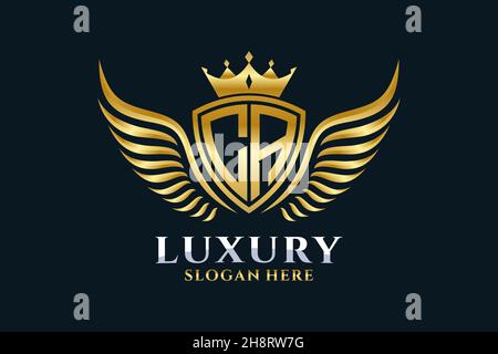Luxury royal wing Letter CA crest Gold color Logo vector, Victory logo, crest logo, wing logo, vector logo . Stock Vector