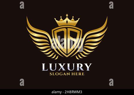 Luxury royal wing Letter DB crest Gold color Logo vector, Victory logo, crest logo, wing logo, vector logo . Stock Vector
