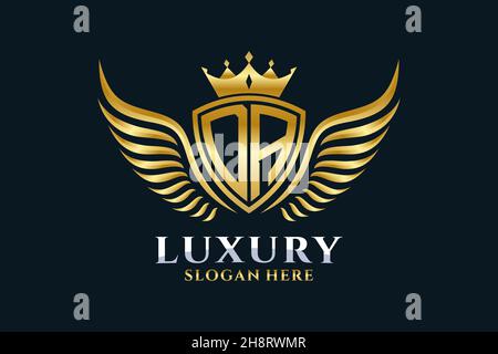 Luxury royal wing Letter DA crest Gold color Logo vector, Victory logo, crest logo, wing logo, vector logo . Stock Vector