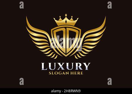 Luxury royal wing Letter DD crest Gold color Logo vector, Victory logo, crest logo, wing logo, vector logo . Stock Vector