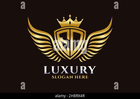 Luxury royal wing Letter ED crest Gold color Logo vector, Victory logo, crest logo, wing logo, vector logo . Stock Vector