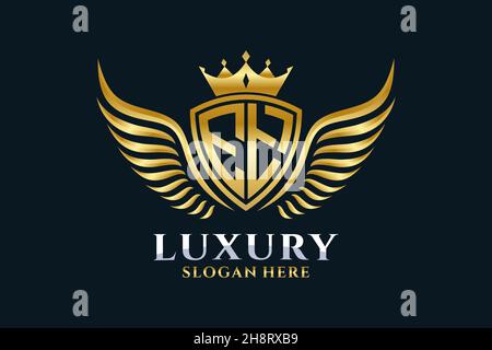 Luxury royal wing Letter ET crest Gold color Logo vector, Victory logo, crest logo, wing logo, vector logo . Stock Vector