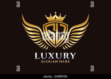 Luxury royal wing Letter GL crest Gold color Logo vector, Victory logo, crest logo, wing logo, vector logo . Stock Vector
