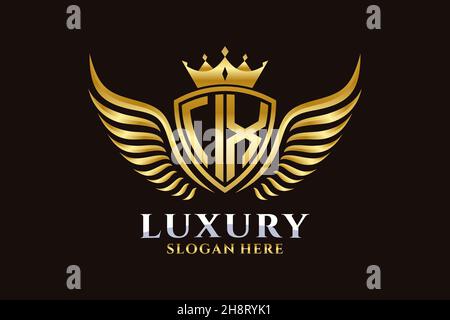 Luxury royal wing Letter IX crest Gold color Logo vector, Victory logo, crest logo, wing logo, vector logo . Stock Vector