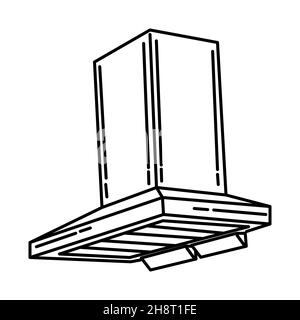 Cooking Hood Part of Furniture and Home Decoration Hand Drawn Icon Set Vector. Stock Vector