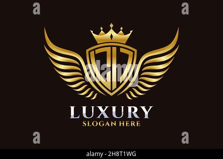 Luxury royal wing Letter LI crest Gold color Logo vector, Victory logo, crest logo, wing logo, vector logo . Stock Vector