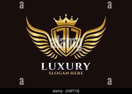 Luxury royal wing Letter LL crest Gold color Logo vector, Victory logo, crest logo, wing logo, vector logo . Stock Vector