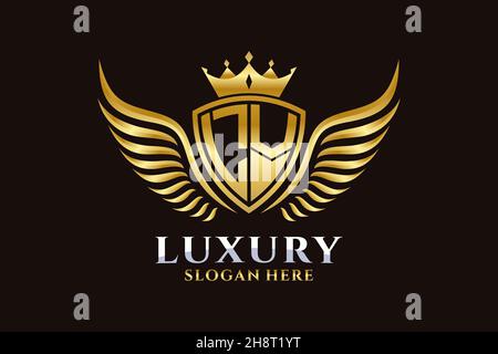 Luxury royal wing Letter LV crest Gold color Logo vector, Victory