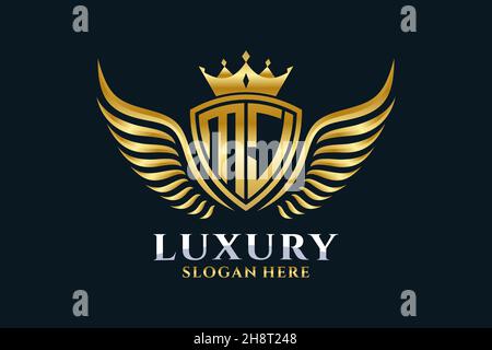 Luxury royal wing Letter MJ crest Gold color Logo vector, Victory logo, crest logo, wing logo, vector logo . Stock Vector