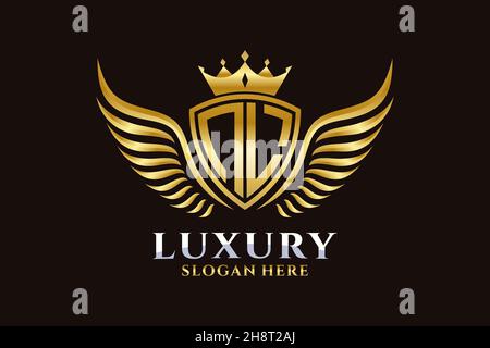 Luxury royal wing Letter NL crest Gold color Logo vector, Victory logo, crest logo, wing logo, vector logo . Stock Vector