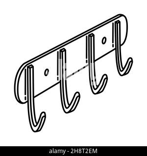Wall Hangers Part of Furniture and Home Decoration Hand Drawn Icon Set Vector. Stock Vector