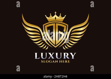 Luxury royal wing Letter OG crest Gold color Logo vector, Victory logo, crest logo, wing logo, vector logo . Stock Vector
