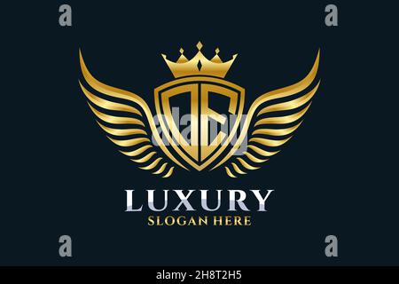 Luxury royal wing Letter OE crest Gold color Logo vector, Victory logo, crest logo, wing logo, vector logo . Stock Vector