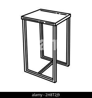 Bar Table Part of Furniture and Home Equipment Hand Drawn Icon Set Vector. Stock Vector