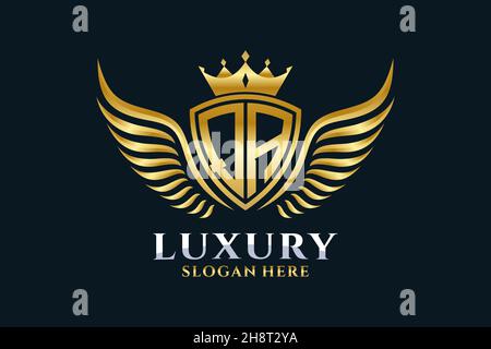 Luxury royal wing Letter QA crest Gold color Logo vector, Victory logo, crest logo, wing logo, vector logo . Stock Vector