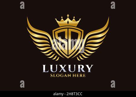 Luxury royal wing Letter SD crest Gold color Logo vector, Victory logo, crest logo, wing logo, vector logo . Stock Vector