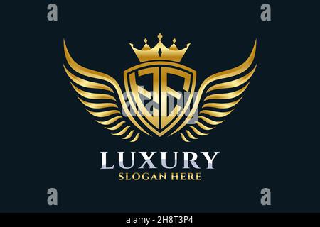 Luxury royal wing Letter TE crest Gold color Logo vector, Victory logo, crest logo, wing logo, vector logo . Stock Vector