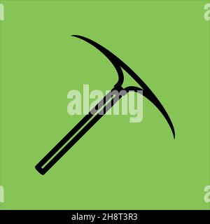 Pickaxe, Pickaxe icon isolated. green background. Stock Vector