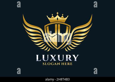 Luxury royal wing Letter VY crest Gold color Logo vector, Victory logo, crest logo, wing logo, vector logo . Stock Vector