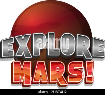 Explore Mars word logo design illustration Stock Vector