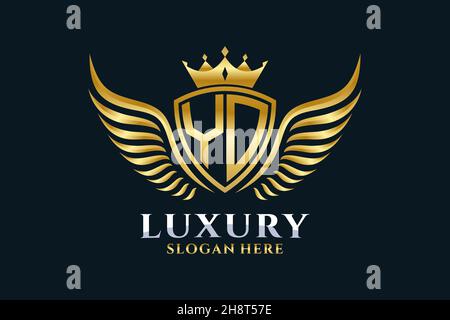 Luxury royal wing Letter YO crest Gold color Logo vector, Victory logo, crest logo, wing logo, vector logo . Stock Vector
