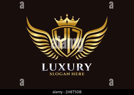Luxury royal wing Letter YI crest Gold color Logo vector, Victory logo, crest logo, wing logo, vector logo . Stock Vector