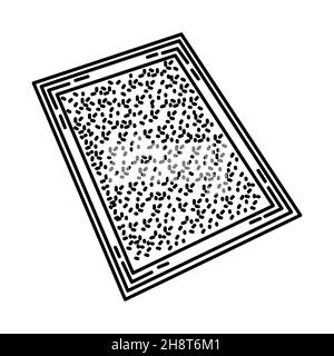 Rug Texture Part of Furniture and Home Tools Design Hand Drawn Icon Set Vector. Stock Vector