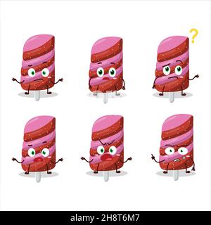 Cartoon character of gummy candy strawberry with what expression. Vector illustration Stock Vector