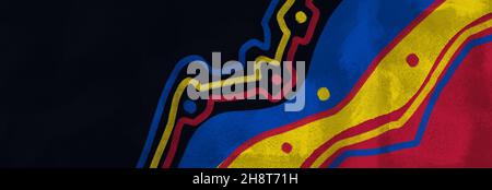Inventive abstract wave color with line color in black background, art with graffiti. Street art banner grunge painting, harmonious color. Graffiti fo Stock Photo