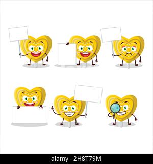 Yellow love candy cartoon character bring information board. Vector illustration Stock Vector