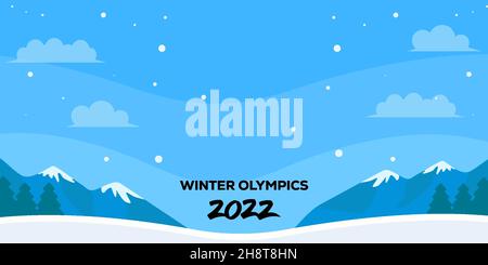 winter olympics 2022 with winter season background. vector design illustration. copy space area Stock Vector