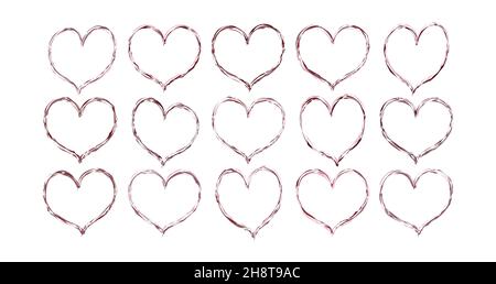 hand drawn hearts valentine's day elements scribble doodle style. Stock Vector