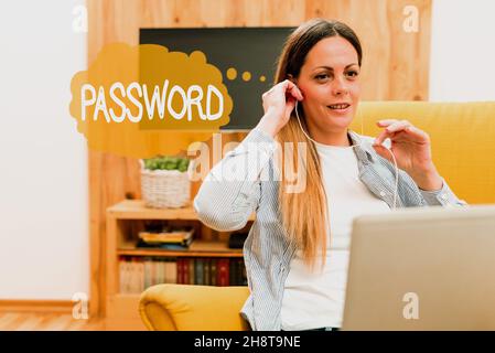Sign displaying Password. Word for secret word phrase must used gain admission to place or network Abstract Giving Business Advice Online, Spreading Stock Photo