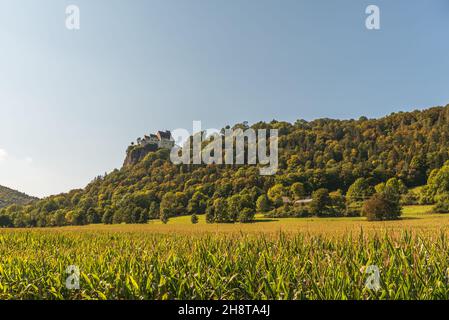 Werenwag Castle in the Upper Danube Nature Park, Beuron, Swabian Alps, Baden-Wuerttemberg, Germany Stock Photo