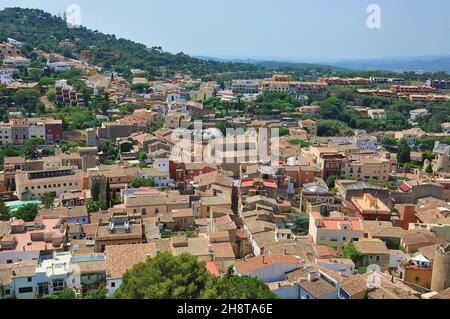 Panoramic of the town of Begur in the region of Baix Empordà province of Gerona, Catalonia, Spain Stock Photo