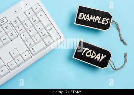 Conceptual caption Examples. Business concept photo Sample Model to follow Guide Explanation For instance Collection of Blank Empty Sticker Tags Tied Stock Photo