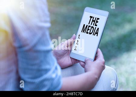 Conceptual display The Media. Word Written on main means of mass communication that are regarded collectively Online Jobs And Working Remotely Stock Photo