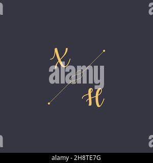 XH Initials letter alphabet watercolor logo branding set collection, Feminine logotype template in elegant artistic style. Feminine luxury logo design Stock Vector