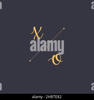XO Initials letter alphabet watercolor logo branding set collection, Feminine logotype template in elegant artistic style. Feminine luxury logo design Stock Vector