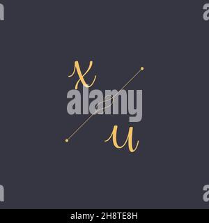 XU Initials letter alphabet watercolor logo branding set collection, Feminine logotype template in elegant artistic style. Feminine luxury logo design Stock Vector