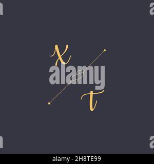 XT Initials letter alphabet watercolor logo branding set collection, Feminine logotype template in elegant artistic style. Feminine luxury logo design Stock Vector