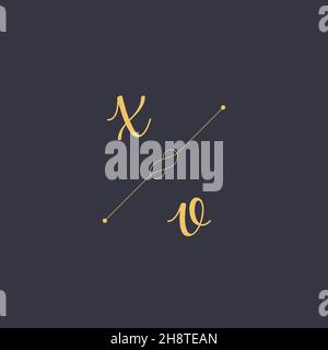 XV Initials letter alphabet watercolor logo branding set collection, Feminine logotype template in elegant artistic style. Feminine luxury logo design Stock Vector