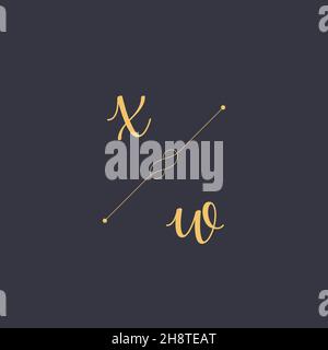 XW Initials letter alphabet watercolor logo branding set collection, Feminine logotype template in elegant artistic style. Feminine luxury logo design Stock Vector