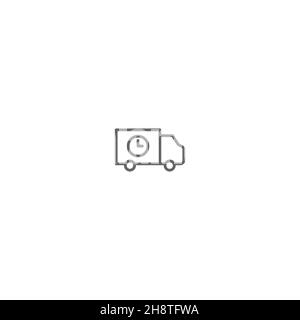 Delivery truck with clock silhouette. vector line shipping icon isolated on white background. fast delivery linear sign. Stock Vector