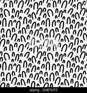 Abstract hand drawn seamless pattern, black and white texture. Stock Vector