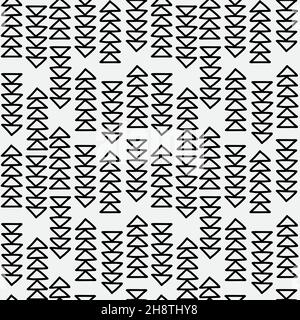 Abstract hand drawn seamless pattern with fir tree shape elements. Black and white texture. Stock Vector