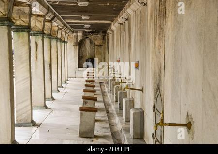 Old faucet in marble in the mosque. Istanbul Turkey Stock Photo